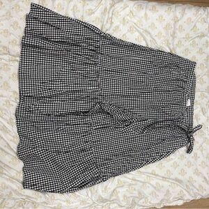 Cupio Black & White Gingham Midi Skirt with Tie Waist